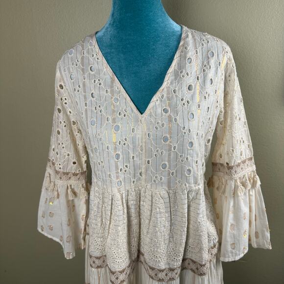 NAOO Nation AK Outfits Women S Dress 3/4 bell sleeve, 3 tiers BOHO peasant - Picture 3 of 10